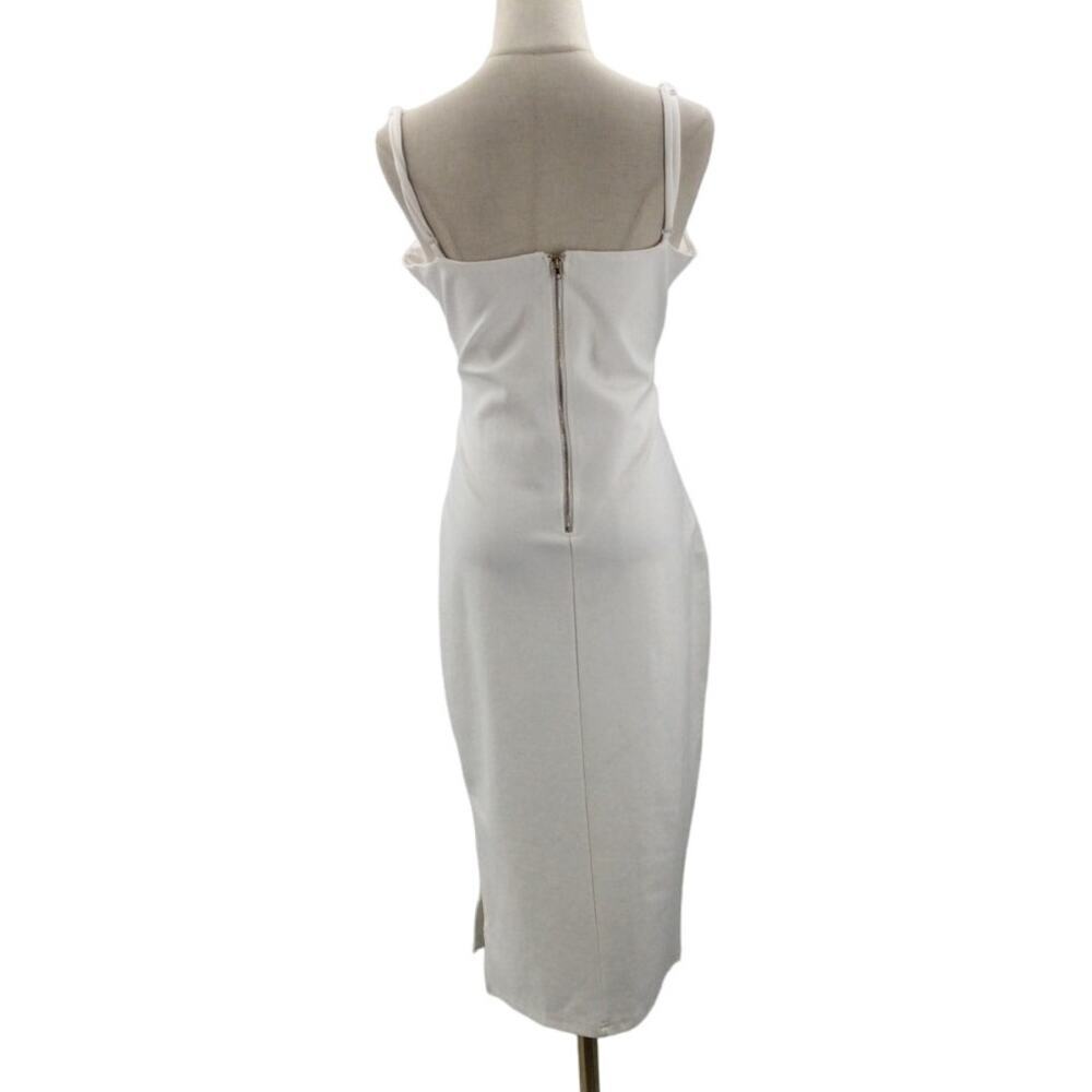 LULU'S XL Paulina White Square Neck Gold Zipper Bodycon Midi Dress - Picture 4 of 9
